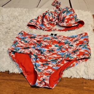Disney‎ Red Floral Bikini Set ( Hot topic)